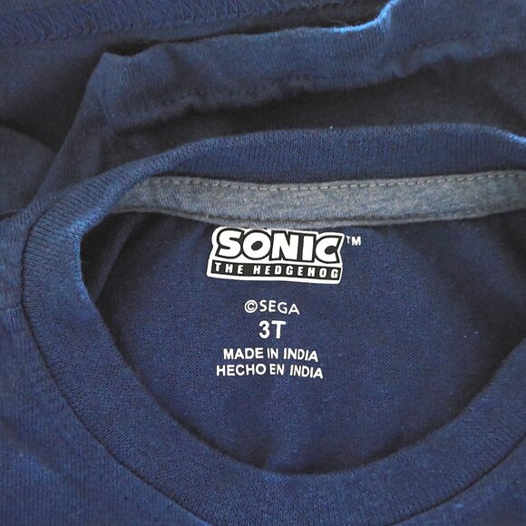 Sonic the Hedgehog Sega Boy's Graphic Tee Shirt Blue Short Sleeve EUC Sz 3T - Picture 3 of 4